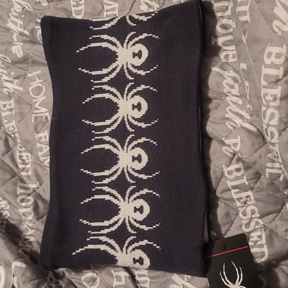 SPYDER REVERSIBLE JACQUARD LOGO GAITOR: GRAY/WHITE: NWT